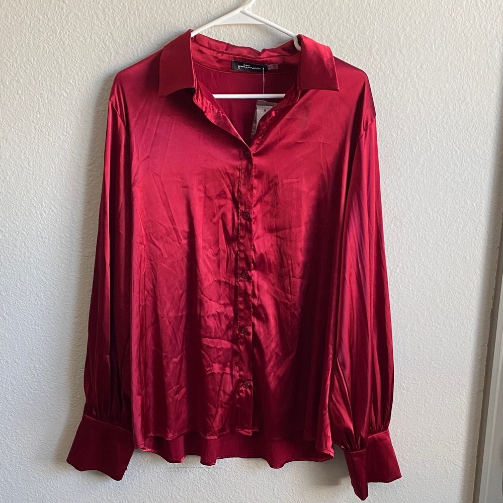 Women’s Chic Good Time Red Button Down Shirt